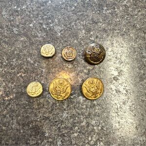 VTG Brass Military Button Lot of 6 1/2"-1" US Coat of Arms Waterbury Scoville